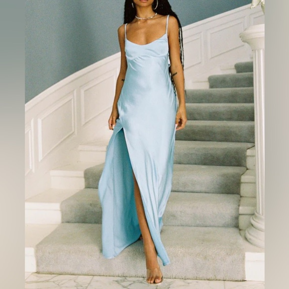 Princes Polly Satin Blue Maxi Dress Size 6
